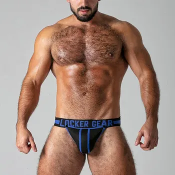 Pánské erotické prádlo Jocksy Locker Gear LK0524 Full Access Jockstrap modré XL, pánské jocksy s odnímatelným váčkem