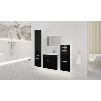 Koupelnový nábytek Koupelnová sestava Lora A bílá/černý lesk