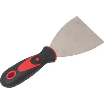 Malířská špachtle TOPTRADE špachtle nerezová, s gumovou, ergonomickou rukojetí, 100 mm, profi