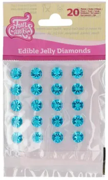 Jedlá dekorace na dort FunCakes Jedlé želé diamanty modré 10 mm 20 ks
