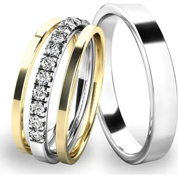 Prsten Snubní prsteny bílé zlato 585 zirkon 0.208 ct G/SI set snubních SP-61061-SET02