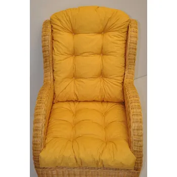 Polstr na ratanové křeslo - látka žlutý melír