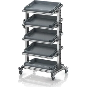 paleta Systémový přepravní vozík pro euro přepravku 60 x 40, výška 134 cm, sklopná 83,4 x 55 x 134,6 cm - materiál: Aluminium / Stahl / Kunststoff / MPX - EG SWN 134 6475