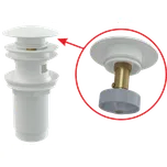 Výpust umyvadlová CLICK/CLACK 5/4" celokovová s přepadem, velká zátka bílá
