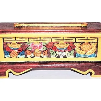 Čajovna Stojánek - dřevo truhlička zdobená /šťastné symboly