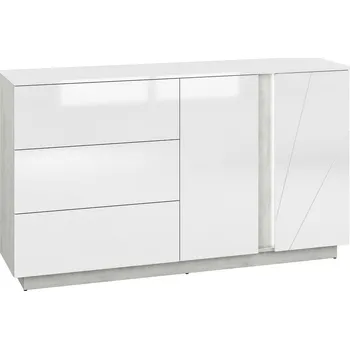 Ložnicová sestava Komoda LUMENS 0601, Beton/Bílý lesk