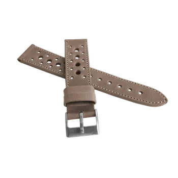 Řemínek na hodinky Perforovaný béžový prošitý řemínek LAVVU VINTAGE z luxusní kůže Top Grain - LSGUF22 (řemínek, pásek na hodinky - šířka 22mm)