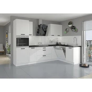 Kuchyňská linka Kuchyňská linka LUNA bílá/bílá matná MDF, Rohova sestava D, 170x285 cm