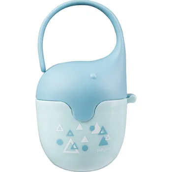 klip na dudlíky Pouzdro na dudlík -TROJÚHELNÍKY mátovo-modrý - BabyOno