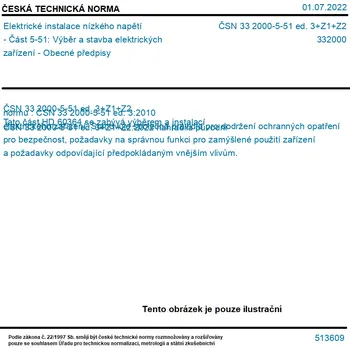 ČSN 33 2000-5-51 ed. 3+Z1+Z2 - Elektrické instalace nízkého napětí - Část 5-51: Výběr a stavba elektrických zařízení - Obecné předpisy - Tisk (2022)