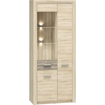 Knihovna Vitrína CASTEL 02/S, Sonoma světlá/Sonoma Trufla