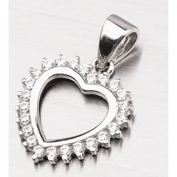 Přívěsek Dámský přívěsek bílé zlato 585 zirkon srdce 13-227