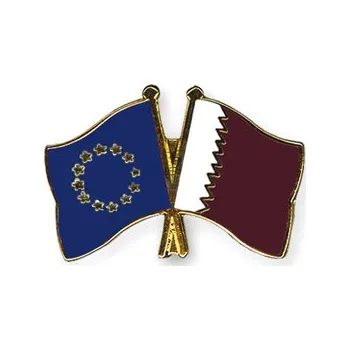 Odznak (pins) 22mm vlajka EU+Katar - barevný