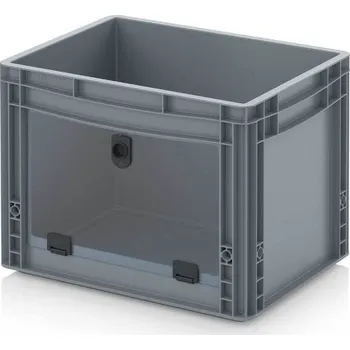 paleta Skladové otevřené přepravky V euroformátu s průhlednou deskou z akrylového skla 40 x 30 x 32 cm - Stříbrošedá - materiál: PP - EG SKL 43/32 HG