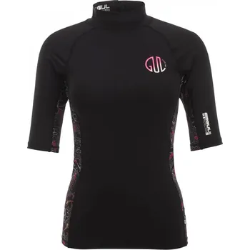 Dámské plavky Gul Short Sleeve Rash Vest Ladies Black 12 (M)