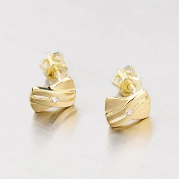 Náušnice Dámské náušnice žluté zlato 585 zirkon DZ1628Z