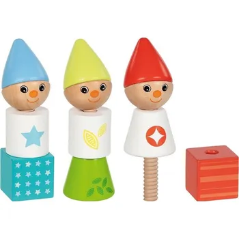 Dřevěná hračka Motorická hračka - Šroubovací panáčci, 12 dílků (Goki)