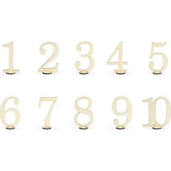 Svatební dekorace PartyDeco Dřevěná čísla na stůl natur 10,5 cm 10 ks