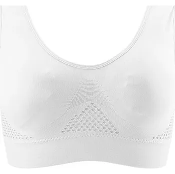 Podprsenka Dámská sportovní bezešvá push up podprsenka se síťováním a bez kostic- plus size velikosti Barva: Hollow Out  bílá, Velikost: 4XL