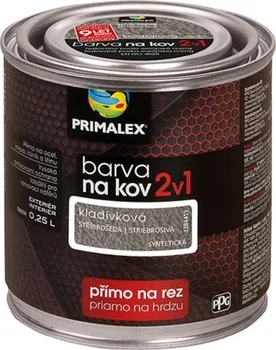 barva na kov Primalex Barva na kov 2v1 kladívková 250 ml stříbrnošedá