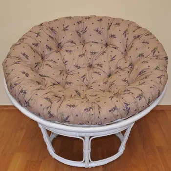 Papasan Ratanový papasan 100 cm bílý, polstr levandule