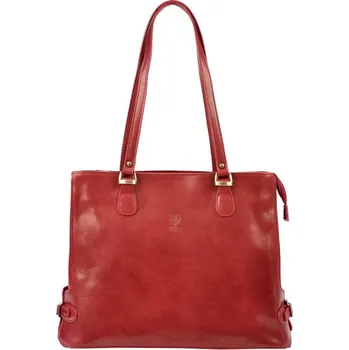 Kabelka Velká tmavěčervená kožená kabelka na rameno Florence no. 14 na formát A4