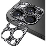 Ochranný kovový kryt na fotoaparát s kamínky pro iPhone 15 Barva: Černá