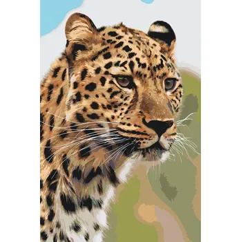 Malování podle čísel - Lovecký pohled leoparda Velikost: 40x60cm, Rámování: Pouze srolované plátno