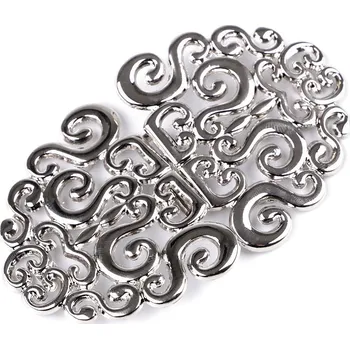 Galanterie Spona / ozdobné filigránové zapínání + šroubky 5,5x9 cm, barva 1 nikl