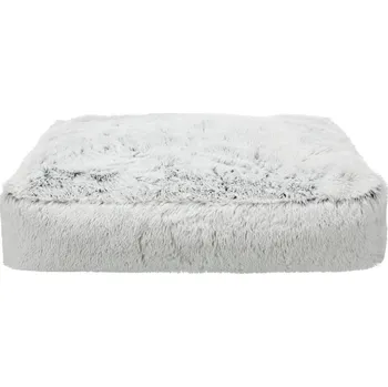 Pelíšek pro psa Vysoky polštář HARVEY obdelník 100 x 70cm, hebký potah s dlouhým vlasem, bílá/černá