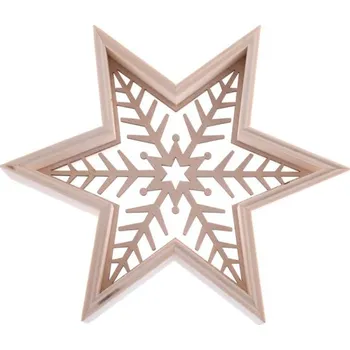 Vánoční dekorace Hvězda 3D 21cm dřevěná, přírodní