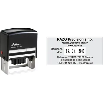Razítko Datumové razítko Shiny S-830D Printer Line, vlastní text 75 x 38 mm