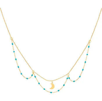 Náhrdelník Pozlacený stříbrný náhrdelník se smaltem - měsíc - AP536-3337
