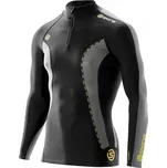 SKINS DNAmic Thermal Mens L/S MckNeck w zip Black/Pewter (pánské zateplené kompresní triko SKINS) S