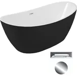 Besco Akrylátová volně stojící vana Ayla BW 170x80 Barva: Bílá/černá, Rozměry (cm): 170x80, Typ a barva výpustě: Click-Clack s přepadem, chrom