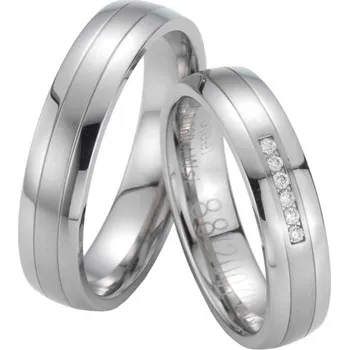 Prsten Snubní prsteny ocel přírodní diamant 0.060 ct G/SI ST20070