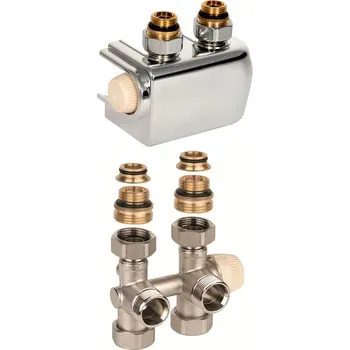 Stavebniny Honeywell Resideo regulační a uzavírací šroubení Therafix (H-blok) přímé/rohové (univerzální) s termostatickým ventilem, připojení 3/4", chrom, V2473EDCSY015