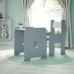 Dětský stůl a židle méďa šedý/bílý