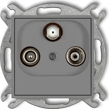 Elektrická zásuvka KARLIK Koncová zásuvka R+Tv+SAT (2 anténní vstupy) Barva: Matná šedá