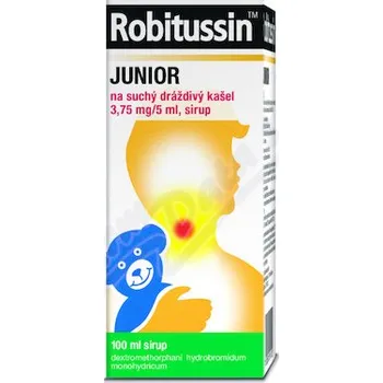 Lék na kašel, rýmu a nachlazení Robitussin Junior such.dr.kaš.3.75mg/5ml sir.100ml