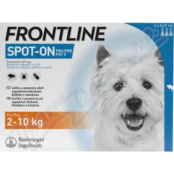 Antiparazitikum pro psa Frontline Spot On Dog 2-10kg pipeta 3x0.67ml