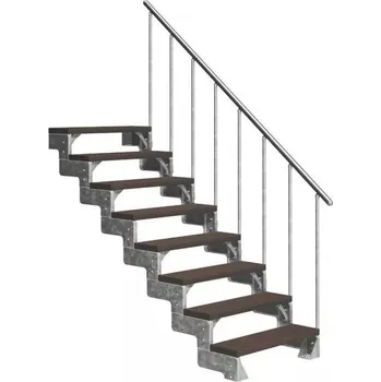 Venkovní schody DOLLE GARDENTOP - TRIMAX® (hnědá) Zábradlí: Jednostranné zábradlí, Šířka nášlapů: 80 cm, Výška podlaha - podlaha: 144 - 176 | 8 nášlapy
