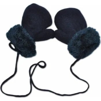 Módní doplněk YO! Zimní kojenecké rukavičky s kožíškem - se šňůrkou YO - granát/granátový kožíšek 10cm (12-24m)