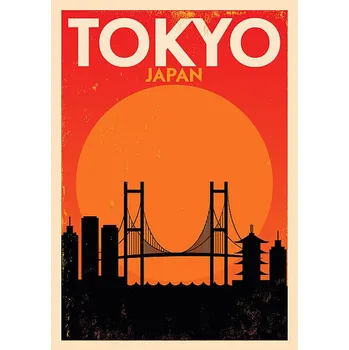 Plakát Plakát, Obraz - Typographic Tokyo City Poster Design, kursatunsal