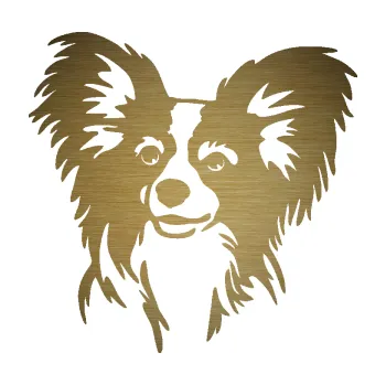 Polep vozidla SAMOLEPKA Pes 190 levá Papillon (64 - škrábaný kov zlatý) NA AUTO, NÁLEPKA, FÓLIE, POLEP, TUNING, VLASTNÍ TEXT, TISK, AUTOSAMOLEPKY.cz, POLEPY, OBRÁZEK, LOGO, SAMOLEPKY