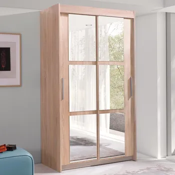 Šatní skříň Šatní skříň KARO | 100 cm | se zrcadlem | posuvné dveře | sonoma