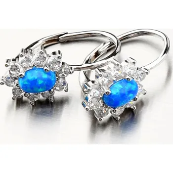 Náušnice Dámské náušnice stříbro 925 zirkon modrý opál a PKL-2148