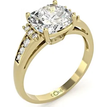 Prsten Couple, Výrazný zásnubní prsten Nona, žluté zlato se zirkony, vel. 50, prům. 15.9 mm, 585-66-1-0302.0Z00.0.50.001