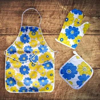 Kuchyňská zástěra Kuchyňský set trojdílný - Hortenzie