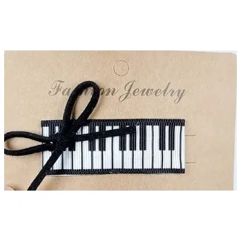 Spona do vlasů - klaviatura a černá mašlička